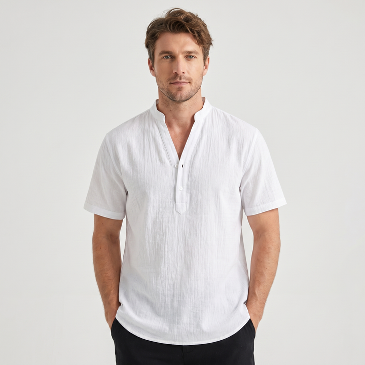 Rupert | Men's Bamboo Rayon V-Neck Shirt with Half-Placket Button Design