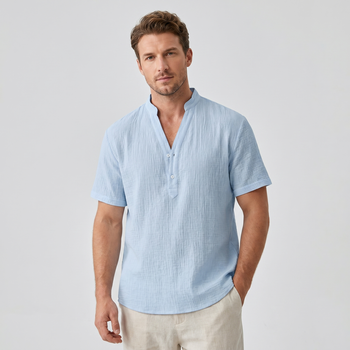 Rupert | Men's Bamboo Rayon V-Neck Shirt with Half-Placket Button Design