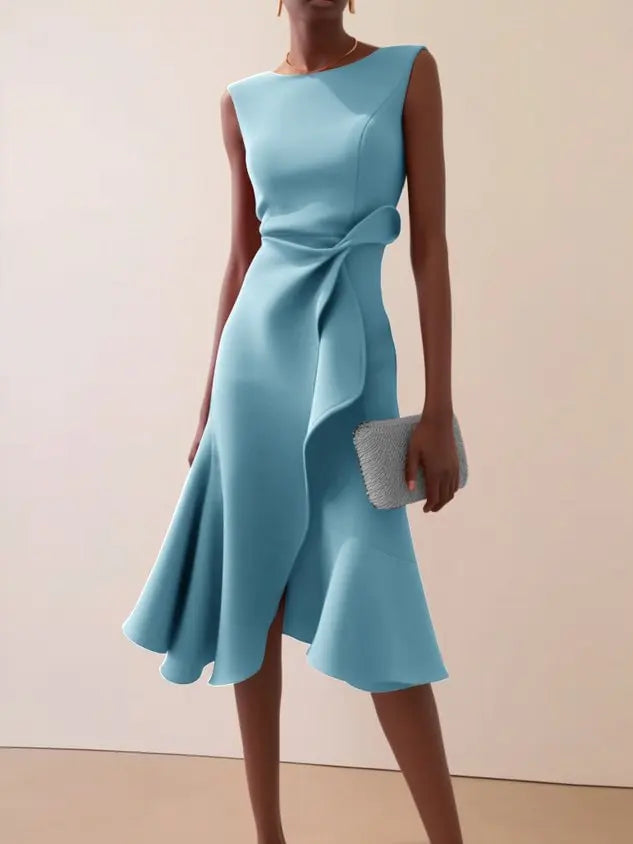 Isabelle | Women’s Midi Dress with a Soft Draped Waist