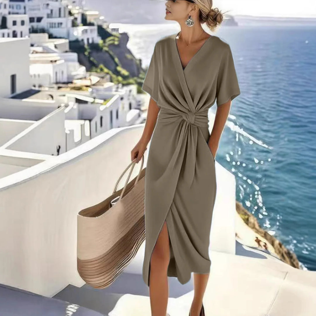 Calista | Women’s Midi Dress with a Twist Front