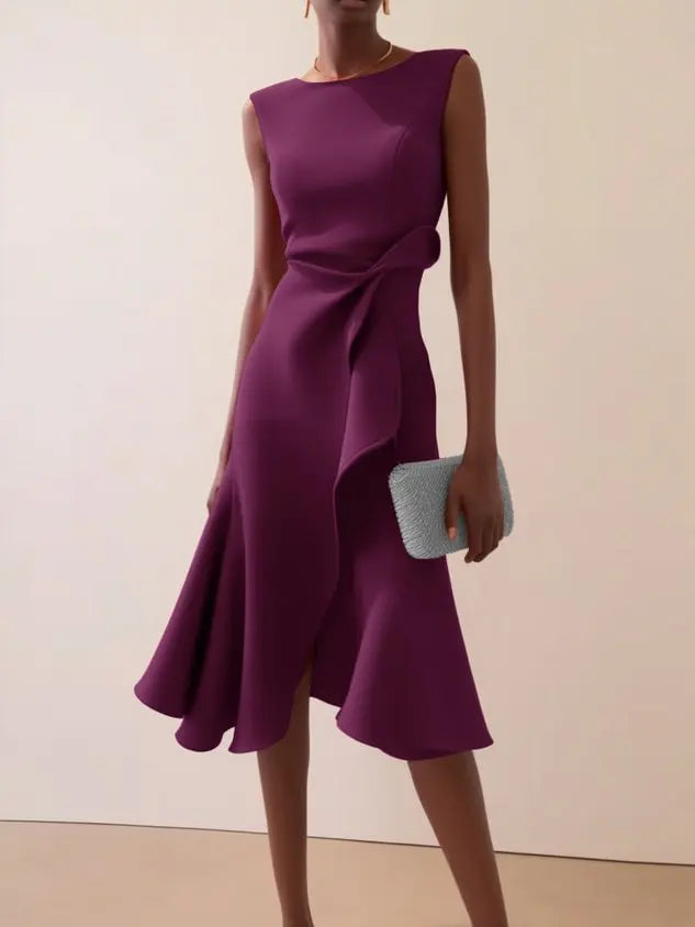 Isabelle | Women’s Midi Dress with a Soft Draped Waist
