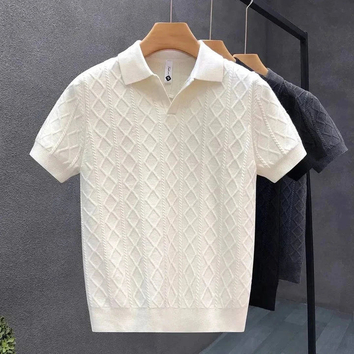 Jenson | Men's Cable Knit Polo for Smart Casual