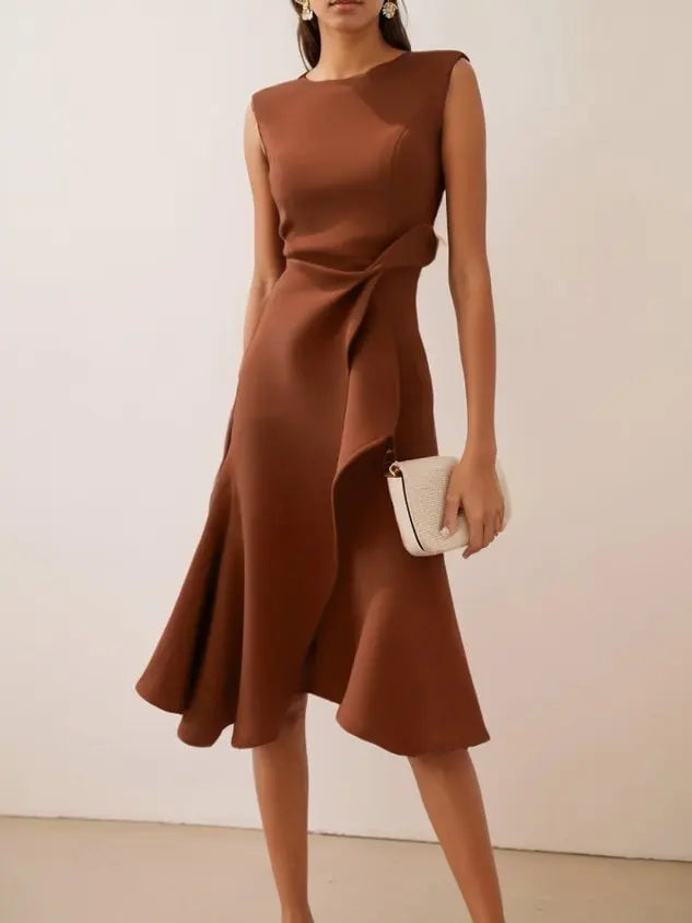Isabelle | Women’s Midi Dress with a Soft Draped Waist