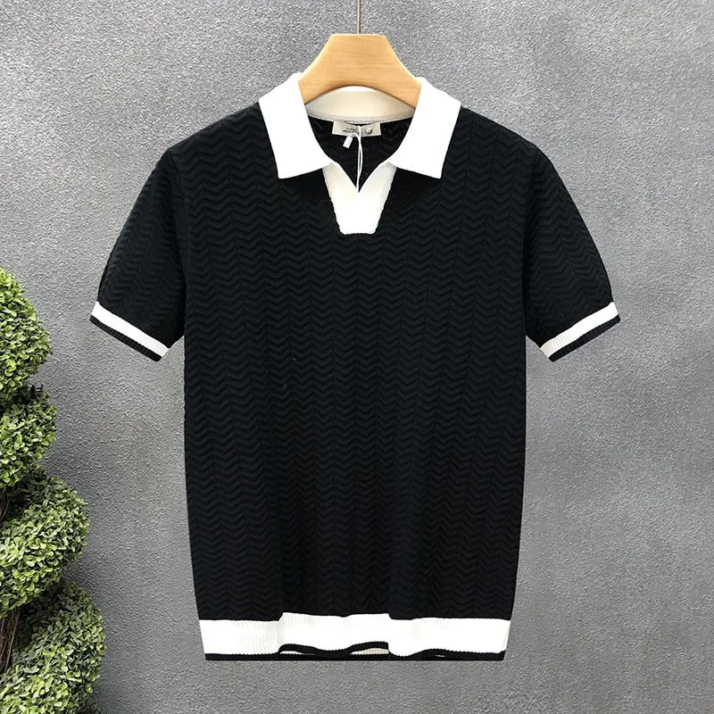 Jenson | Men's Polo Shirt with Chevron Texture