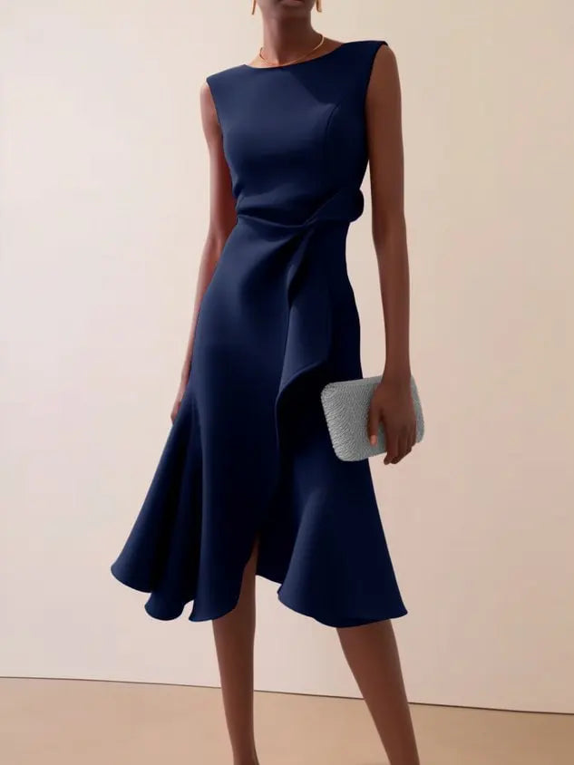 Isabelle | Women’s Midi Dress with a Soft Draped Waist