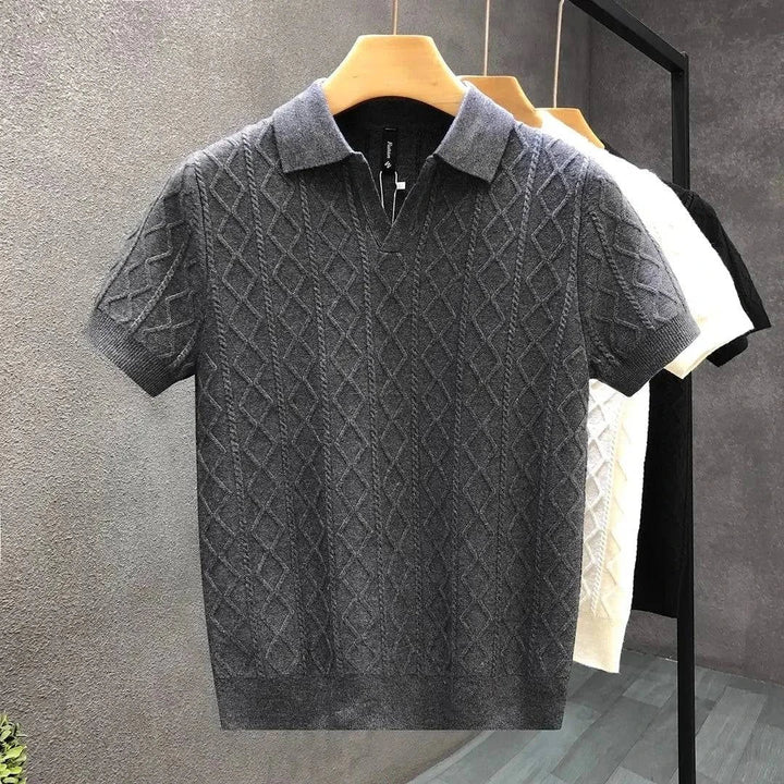 Jenson | Men's Cable Knit Polo for Smart Casual