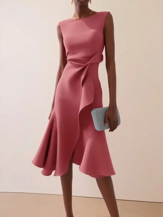 Isabelle | Women’s Midi Dress with a Soft Draped Waist