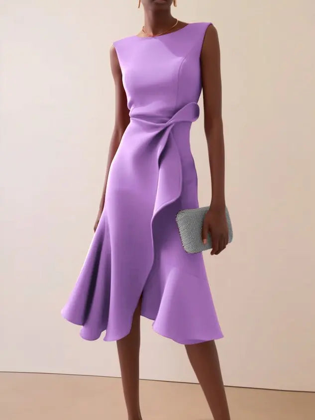 Isabelle | Women’s Midi Dress with a Soft Draped Waist