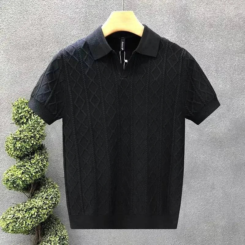 Jenson | Men's Cable Knit Polo for Smart Casual
