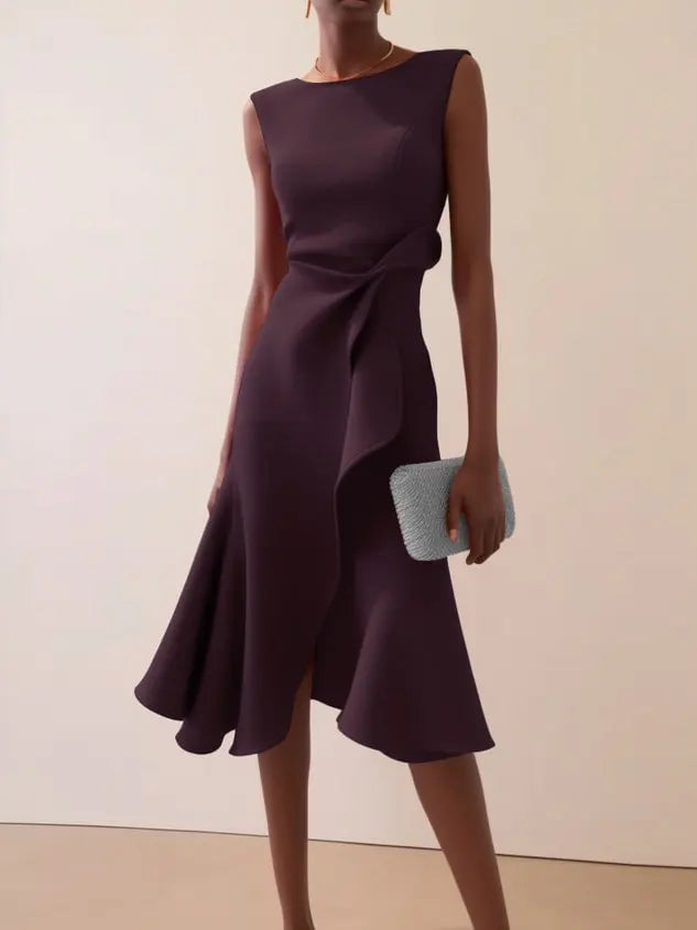Isabelle | Women’s Midi Dress with a Soft Draped Waist