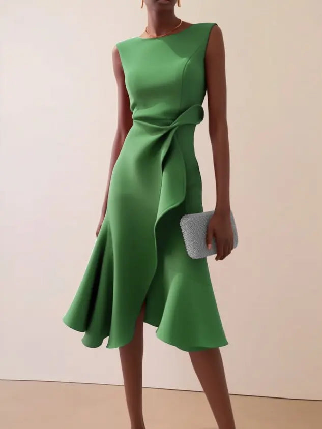 Isabelle | Women’s Midi Dress with a Soft Draped Waist