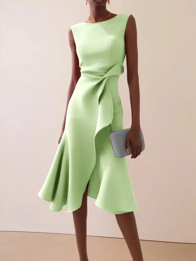 Isabelle | Women’s Midi Dress with a Soft Draped Waist