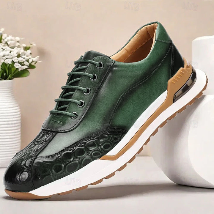 Gideon | Men's Leather Trainers with Croc Detail