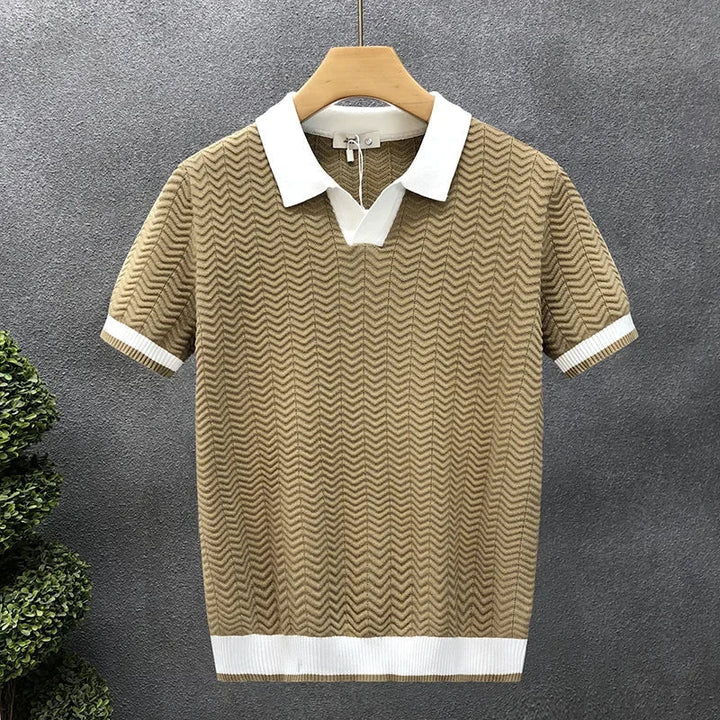 Jenson | Men's Polo Shirt with Chevron Texture
