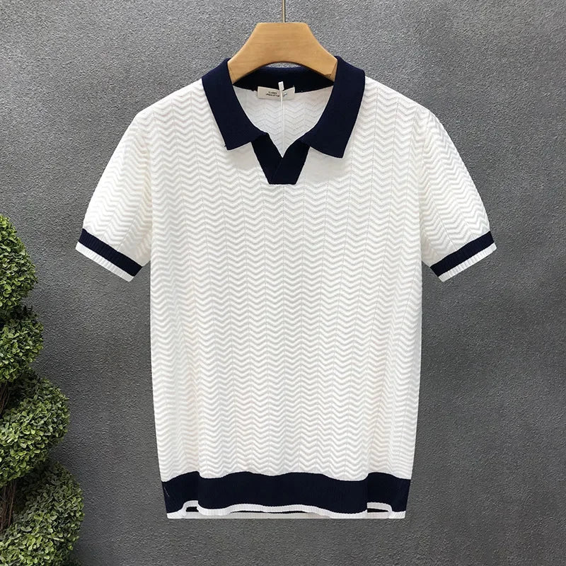Jenson | Men's Polo Shirt with Chevron Texture