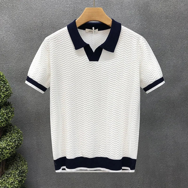 Jenson | Men's Polo Shirt with Chevron Texture