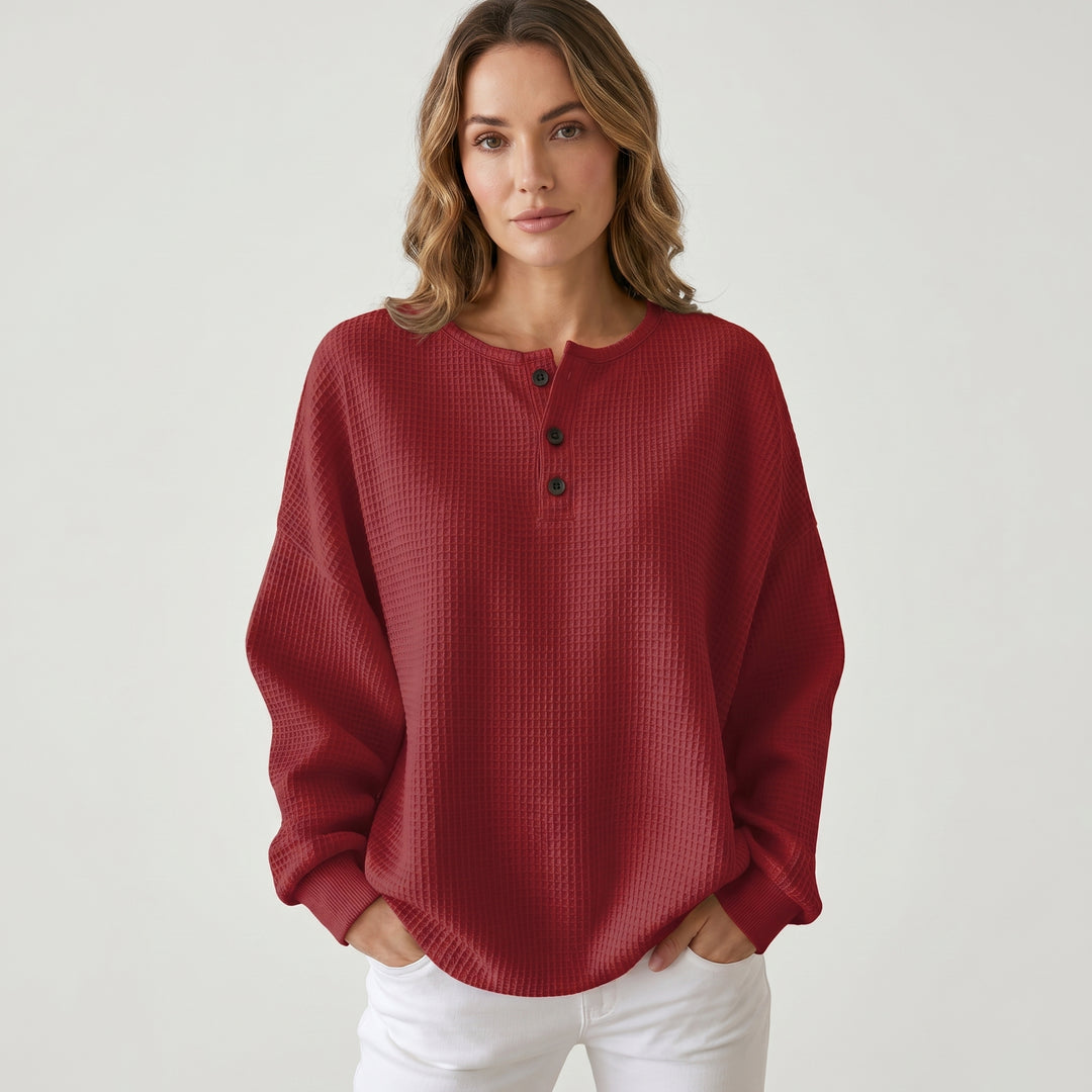 Selviona | Women's Relaxed Henley Top for Casual Everyday Wear