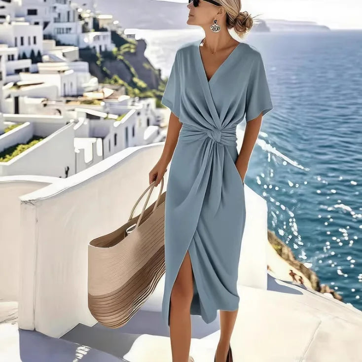 Calista | Women’s Midi Dress with a Twist Front
