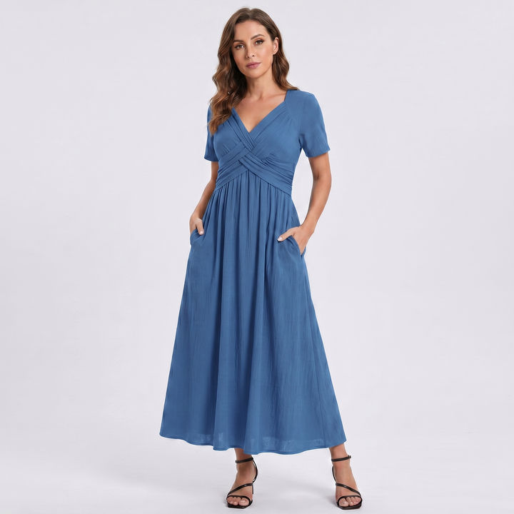 Sylvia | Women's V-Neck Dress with a Flattering Tummy-Covering Fit