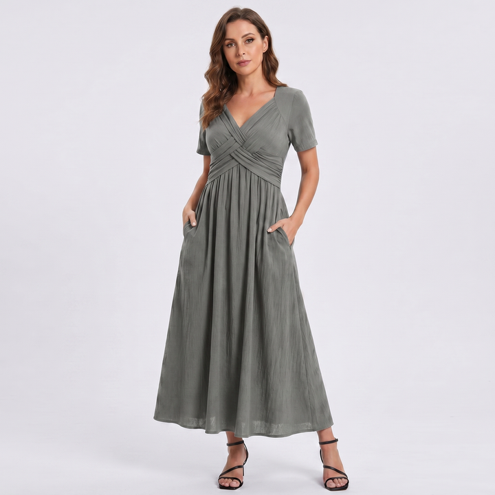 Sylvia | Women's V-Neck Dress with a Flattering Tummy-Covering Fit