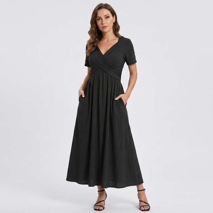Sylvia | Women's V-Neck Dress with a Flattering Tummy-Covering Fit