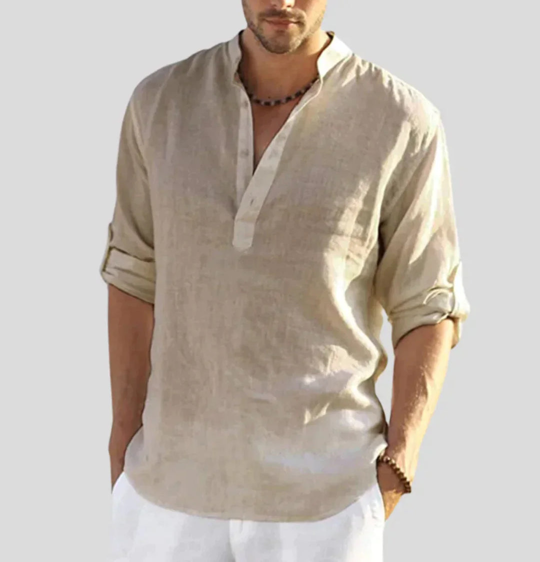 Reuben | Men's Linen Shirt with Roll-Up Sleeves