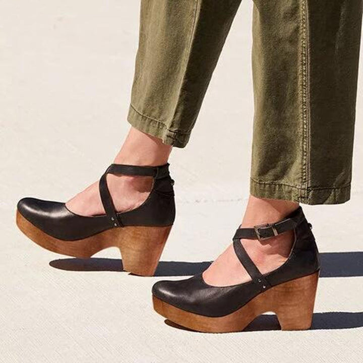 Rowan | Women’s Wedge Shoes featuring Cross Strap Detail