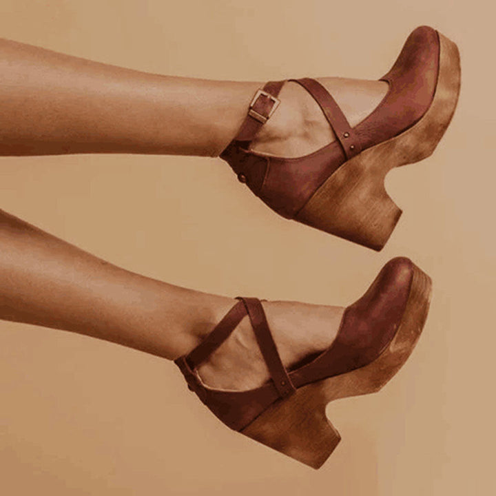 Rowan | Women’s Wedge Shoes featuring Cross Strap Detail