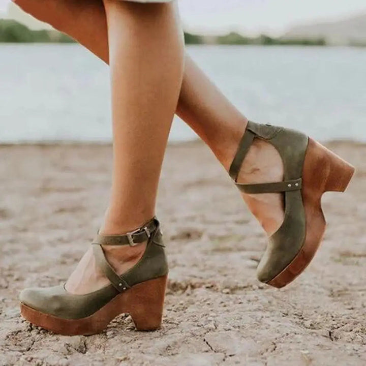 Rowan | Women’s Wedge Shoes featuring Cross Strap Detail