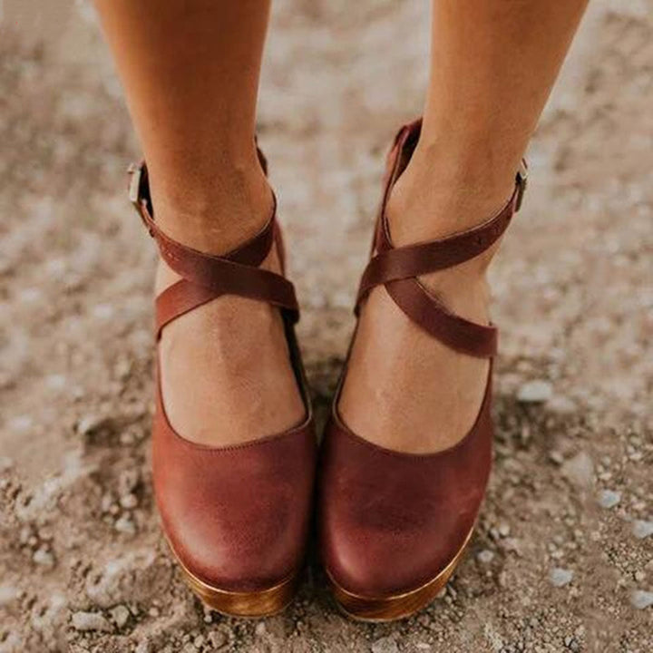 Rowan | Women’s Wedge Shoes featuring Cross Strap Detail