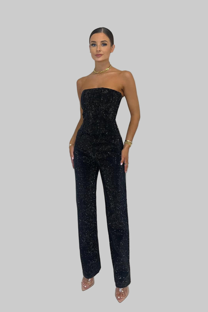 Vivienne | Women's Strapless Jumpsuit with Subtle Sparkle