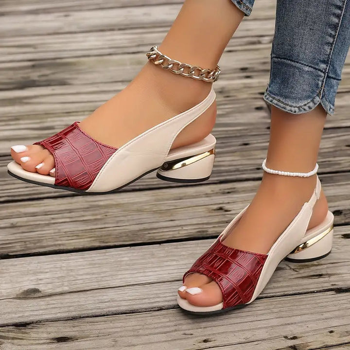 Rosamund | Women's Open-Toe Leather Sandals in an Elegant Block Heel