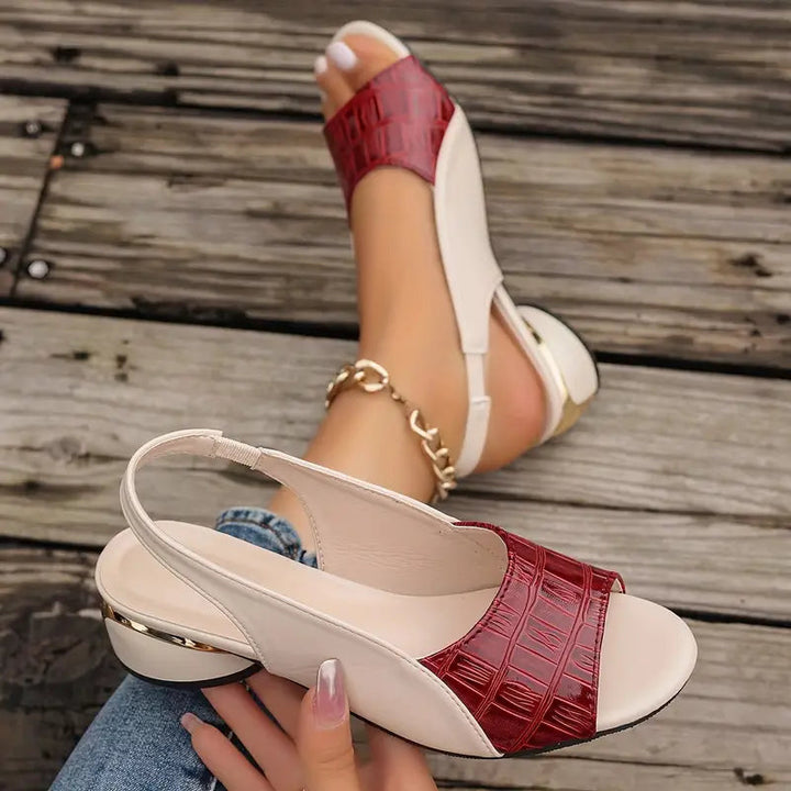 Rosamund | Women's Open-Toe Leather Sandals in an Elegant Block Heel