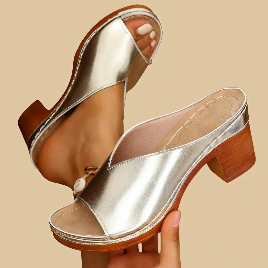 Imogen | Women's Leather Sandals with a Sculpted Block Heel