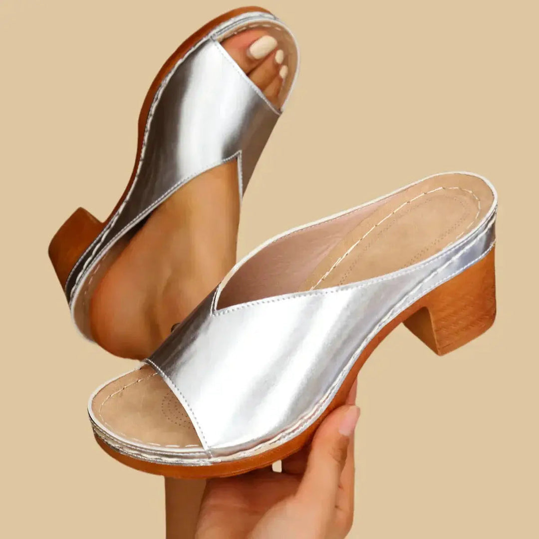 Imogen | Women's Leather Sandals with a Sculpted Block Heel