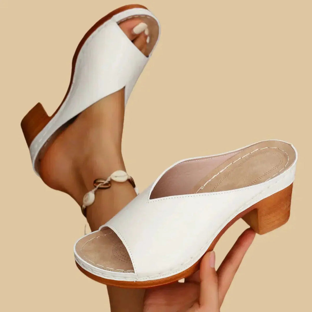 Imogen | Women's Leather Sandals with a Sculpted Block Heel