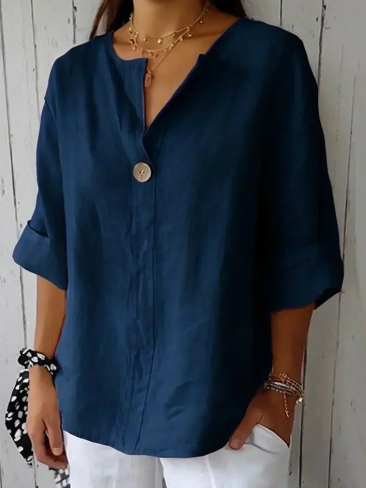 Cressida | Women's Linen Blouse with Button Detail