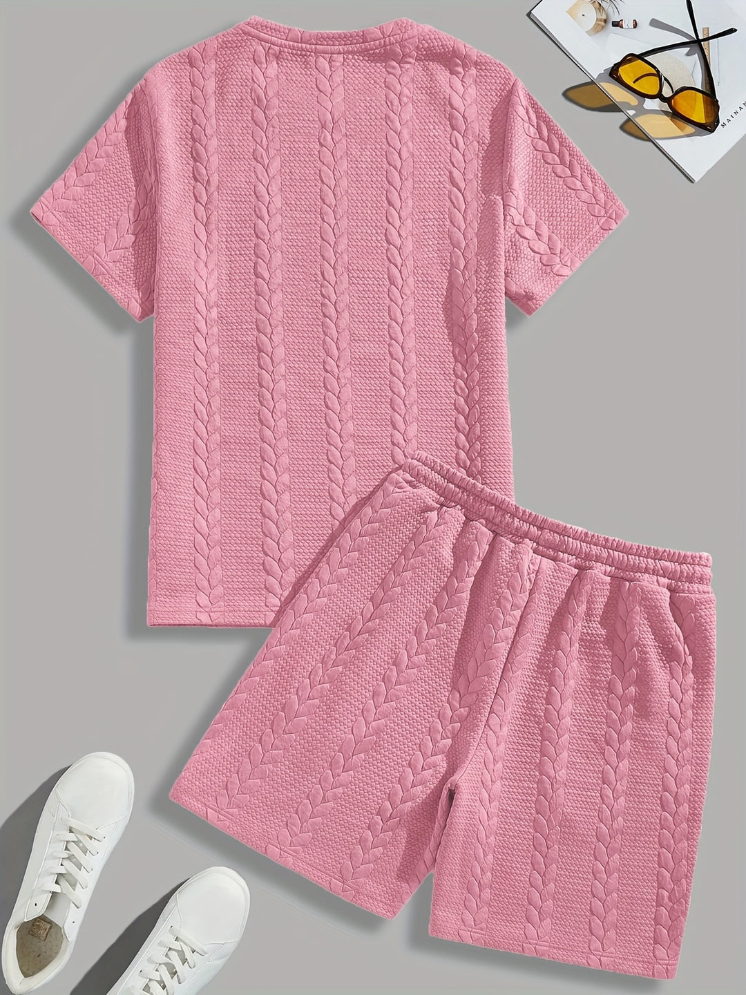 Mercer | Men's Wheat Ear Jacquard T-Shirt and Drawstring Shorts Set