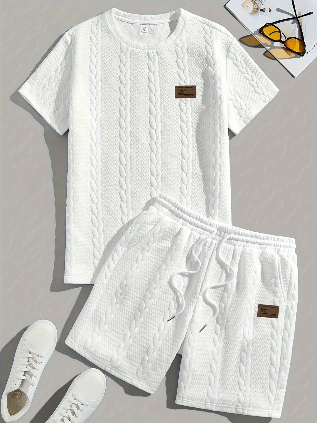 Mercer | Men's Wheat Ear Jacquard T-Shirt and Drawstring Shorts Set