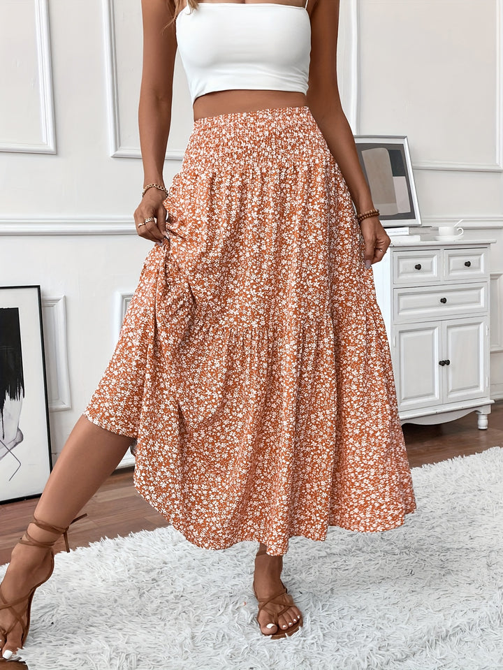 Wren | Women's Floral Smocked Maxi Skirt with Pockets