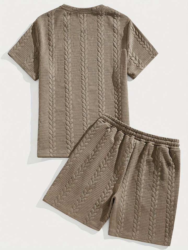 Mercer | Men's Wheat Ear Jacquard T-Shirt and Drawstring Shorts Set