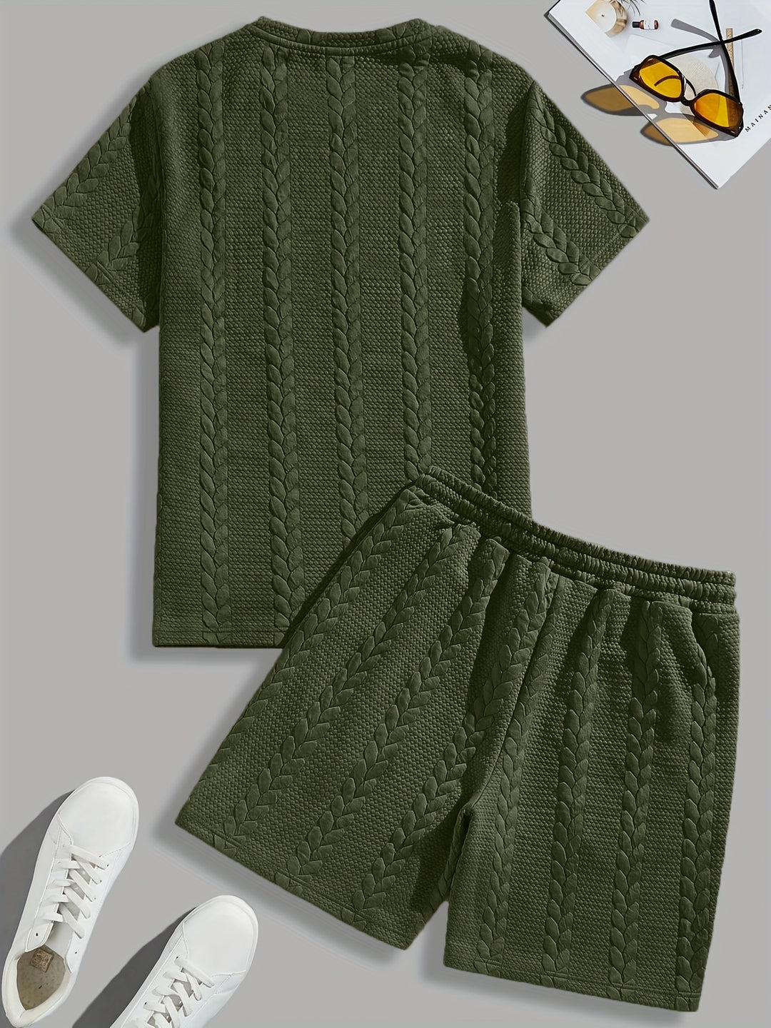 Mercer | Men's Wheat Ear Jacquard T-Shirt and Drawstring Shorts Set