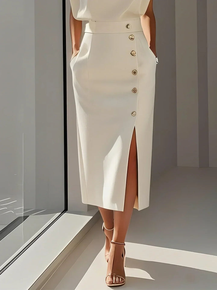 Noelle | Women’s Midi Dress with Button Detail