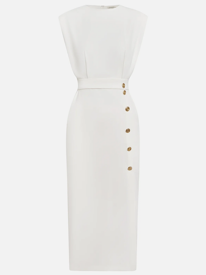 Noelle | Women’s Midi Dress with Button Detail
