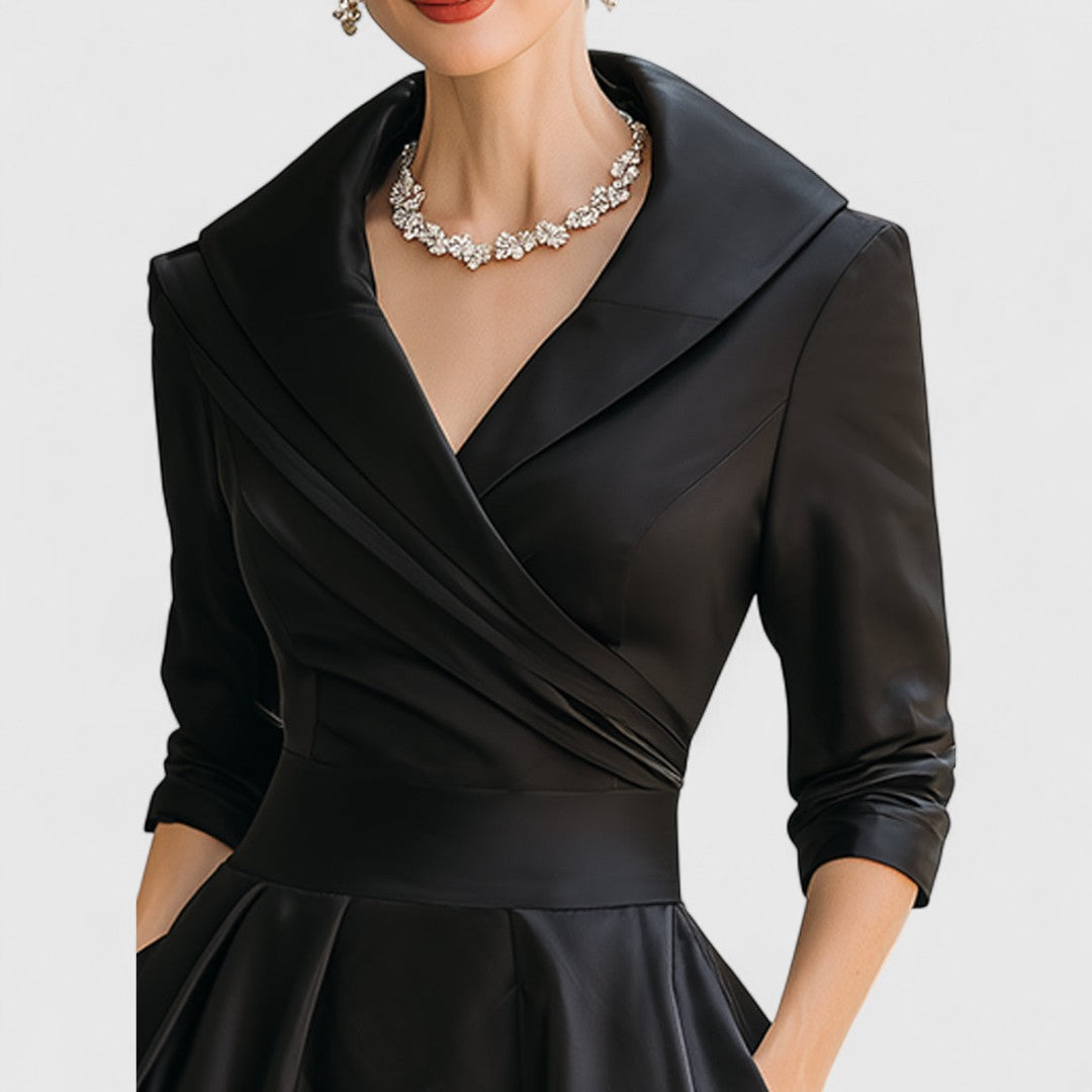 Fleur | Women's Satin Midi Dress with Pockets