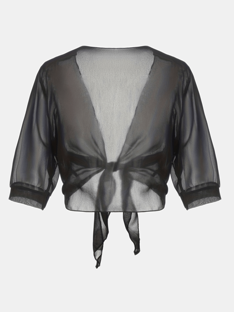 Petra | Women's Sheer Tie-Front Top for Layering