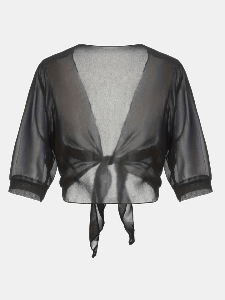 Petra | Women's Sheer Tie-Front Top for Layering