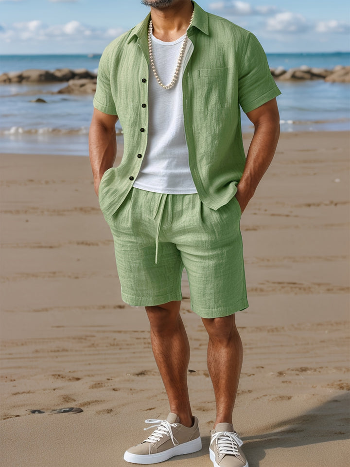 Hadley | Men's Woven Short Sleeve Shirt and Beach Shorts Set