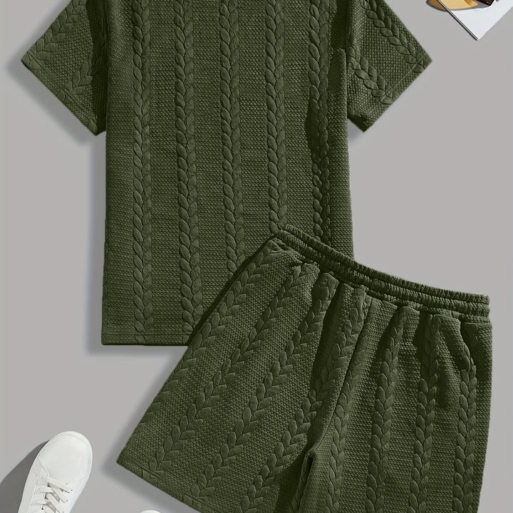 Mercer | Men's Wheat Ear Jacquard T-Shirt and Drawstring Shorts Set