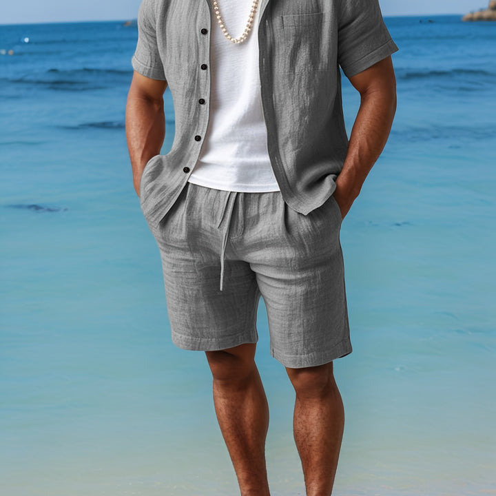 Hadley | Men's Woven Short Sleeve Shirt and Beach Shorts Set